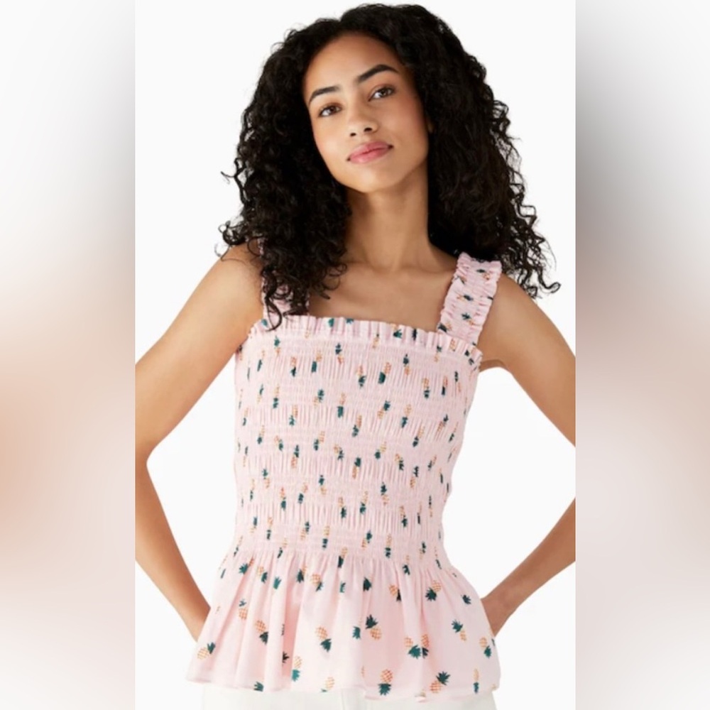 Kate Spade Pineapple Smock Shirt in Pink Salt Size Medium